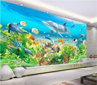 3d wall murals wallpaper for living room walls 3 d photo wallpaper sea world dolphin pavilion decor custom mural painting