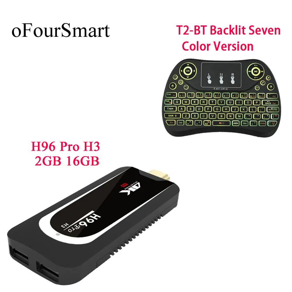 Мини-ПК H96 Pro H3 Android 7 1 Amlogic S905X 2 4 ГГц фото Wi-Fi BT с мини-клавиатурой 7-цветной