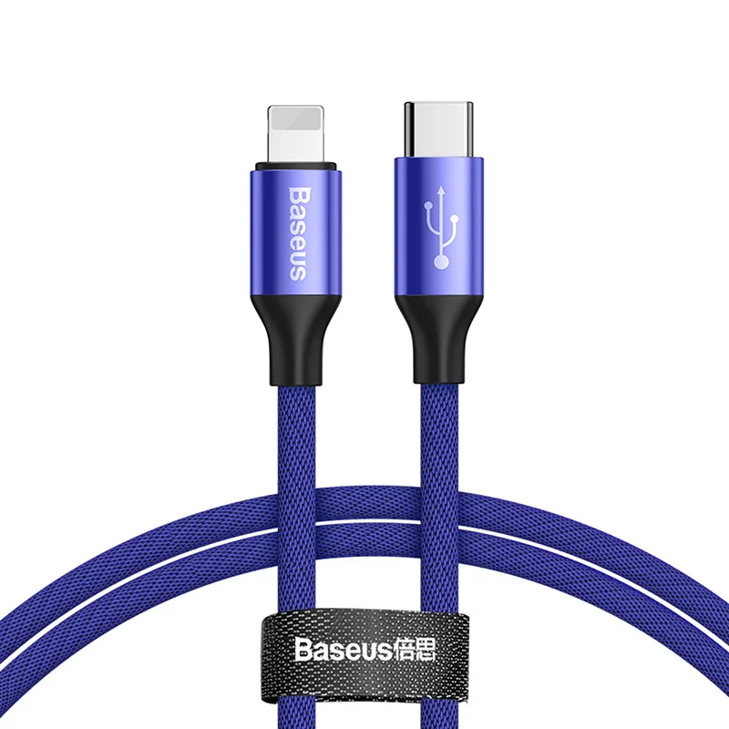 Baseus usb type C-USB кабель для iPhone Xs Max Xr X 8 7 6 6s Plus 5 5S se type-c быстрое зарядное устройство для Macbook шнур для передачи данных - Цвет: Blue