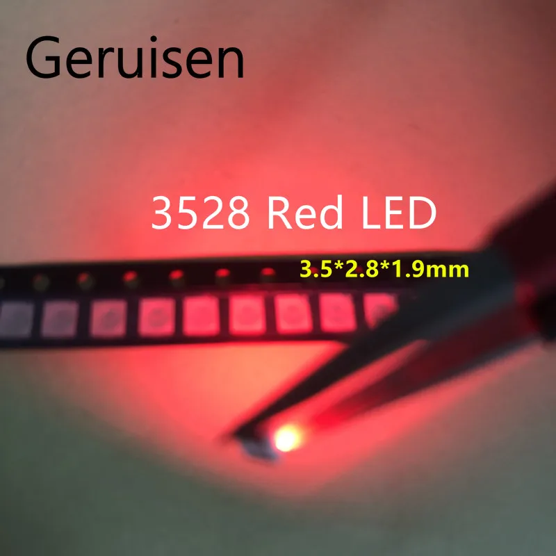 12-20LM 2835 Красный SMD LED 0 2 Вт Высокий яркий светодиод чип светодиоды 620-625NM PLCC-2 60Ma SMD/SMT