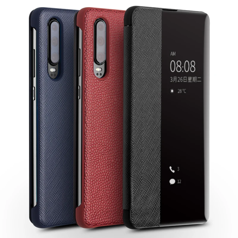 Роскошный флип-чехол из натуральной воловьей кожи для huawei P30, чехол из натуральной коровьей кожи с функцией автоматического сна и пробуждения для huawei P30 Pro