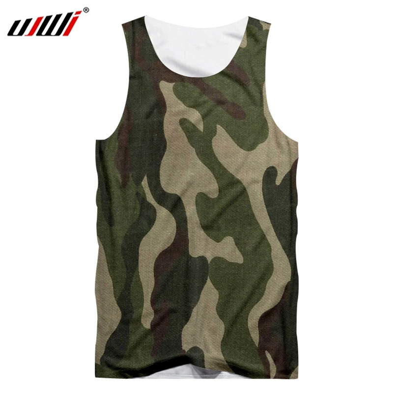 

UJWI Hombre Vest Hot Gyms Jungle Green camouflage 3D Sleeveless Shirt Printing Hip Hop Plus Size Attire Tank Tops Dropshipping