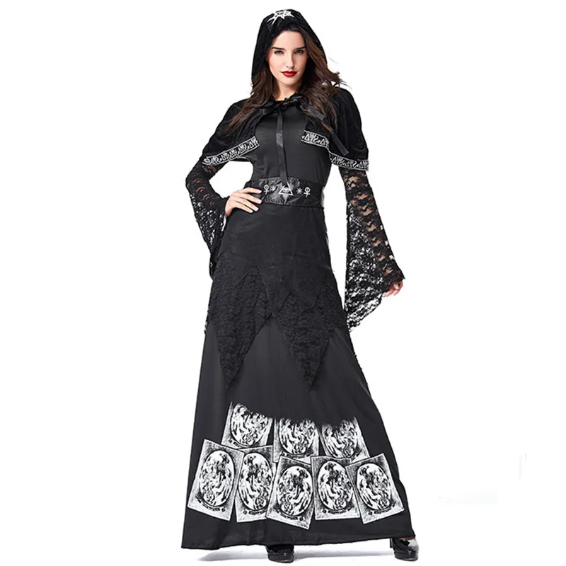 Женские костюмы на ХЭЛЛОУИН ЗЛЫХ ведьм Женский Готический скелет страшный