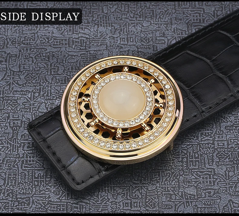 High quality designer belt men genuine leather luxury famous rotate round buckle Crocodile pattern Waist Strap Casual Waistband