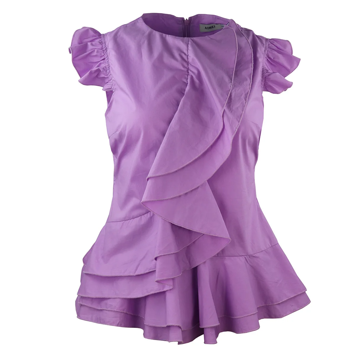 Женские летние топы без рукавов черный плед рубашки блузки с оборками отделка