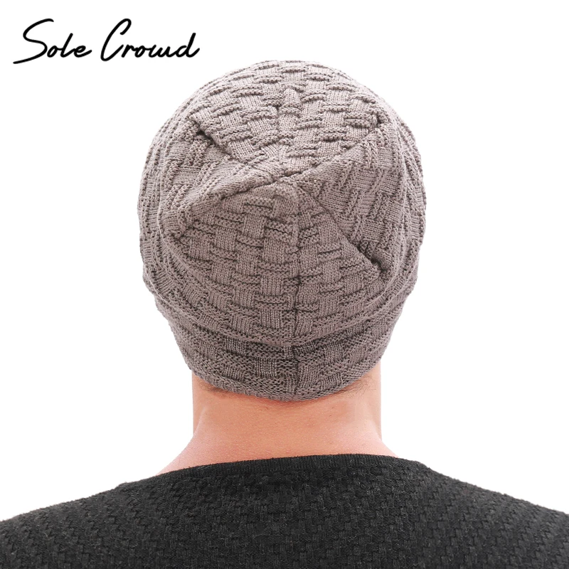 Модные тканевые шапки Skullies Beanies для мужчин, зимние Бархатные толстые шапки, теплые трикотажные шапки для мужчин, высокое качество