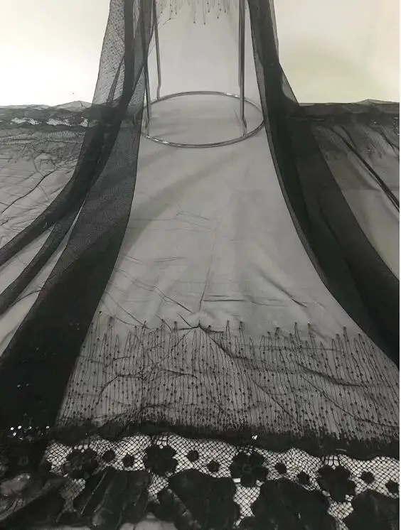 High quality sequin embroidery French black mesh African tulle lace 5015 Nigeria fabric suitable for skirt clothing | Дом и сад