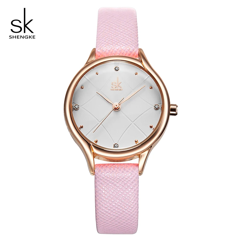 Shengke Роскошные Кварцевые часы женские модные с кожаным ремешком Montre Femme 2021