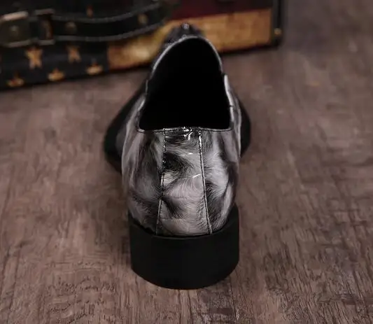 Туфли мужские на плоской подошве под змеиную кожу 6-12 размеров | Обувь