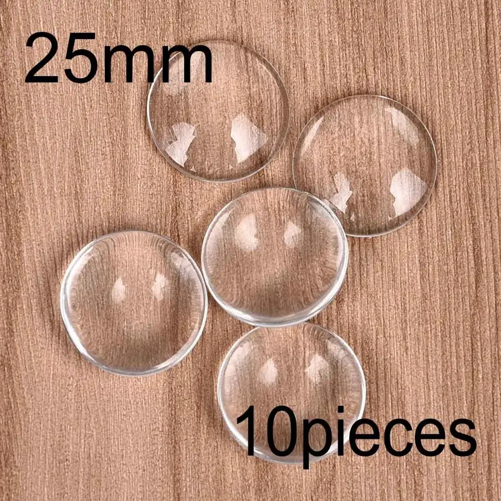 Round 25mm 10pcs Круглые прозрачные кабошоны овальные квадратные сердца с плоской задней частью прозрачное стекло для ювелирных изделий ручной работы - Цвет: Round 25mm 10pcs