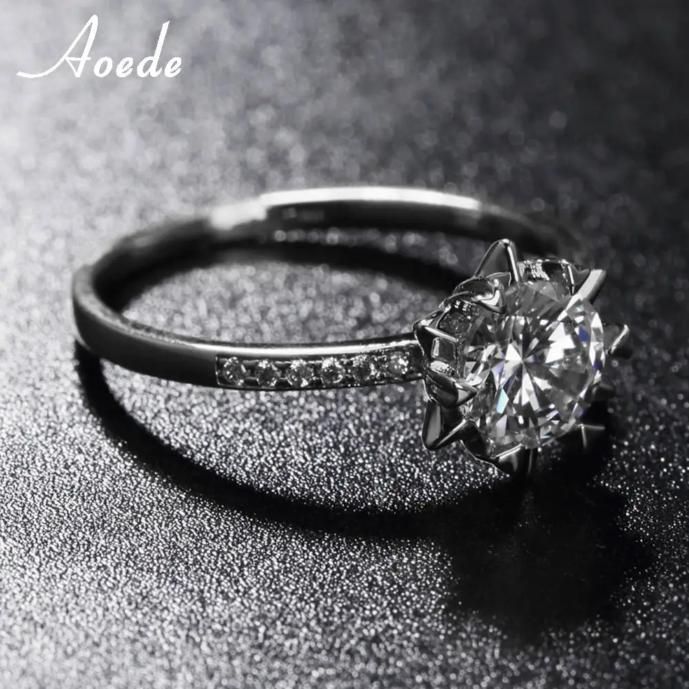 Hexagram Big Crystal Ring Gold Engagement Rings For Women Finger Elegant Micro Paved Jewelry Gift | Украшения и аксессуары