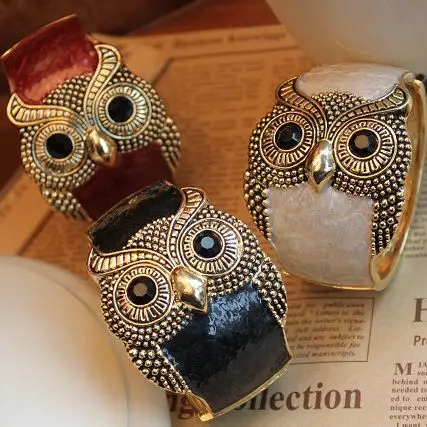 Модные Винтажные эмалированные Перегородчатые браслеты и с совой бижутерия для