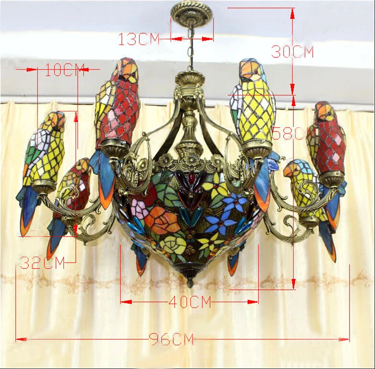 FUMAT попугаи люстра Европейский Винтажный стеклянный светильник Гостиная