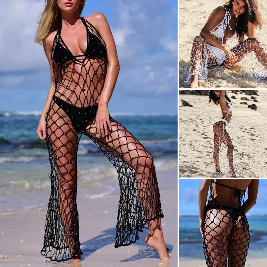 2019 летние женские сексуальные обтягивающие вязаное крючком пляжное платье