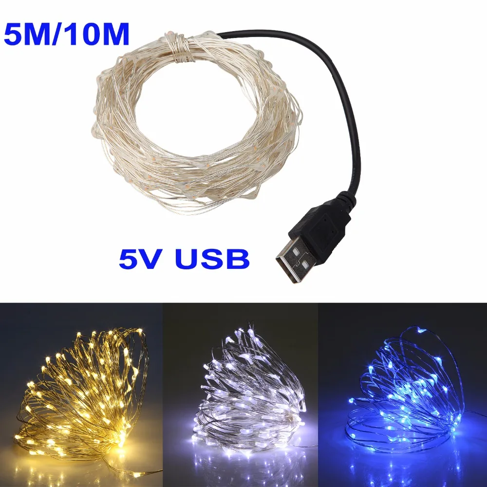 Медная гирлянда 5 шт./лот м/10 м В уличная сказочная с питанием от USB для