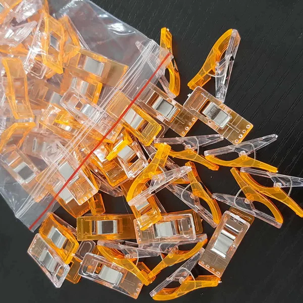 White Orange Yellow Новое поступление 50 шт многоцветные 27x10x15 мм пластиковые зажимы для лоскутного шитья поделок, стеганное одеяло Скрепка Клевер чудо-зажим - Цвет: White Orange Yellow