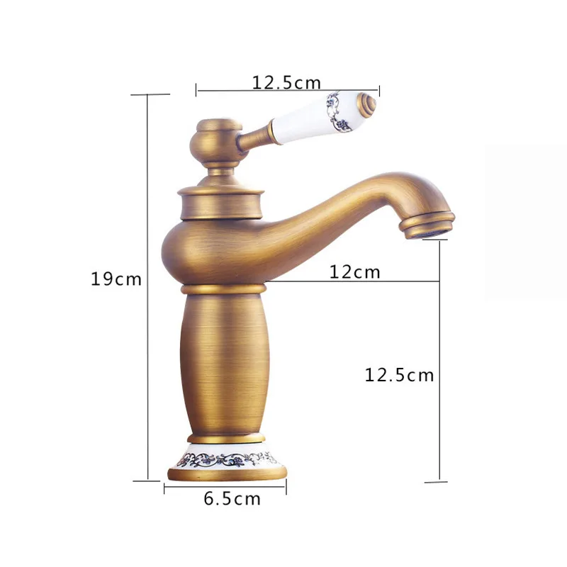 

Vintage Antique Brass Faucet Stream Spout Tap Bathroom Basin Sink Faucet Solid Brass Hot & Cold Water Mixer Vanity Sink 2019