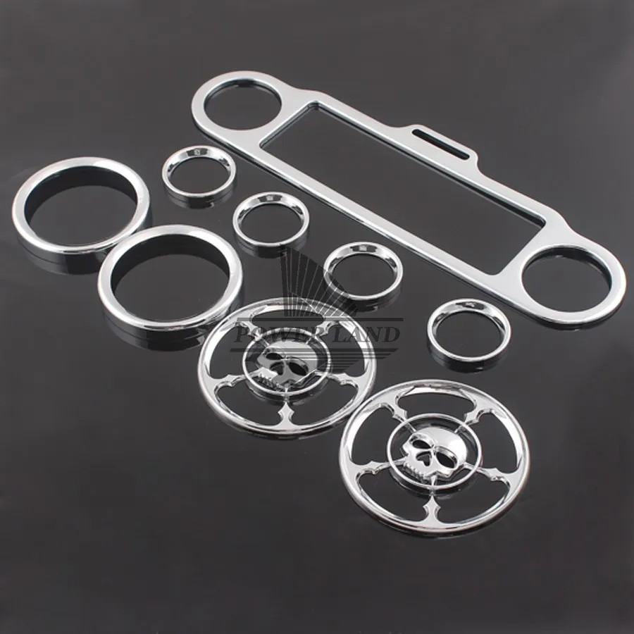 Хромированный динамик в форме черепа обшивка кольца стерео Спидометр 9 шт. для