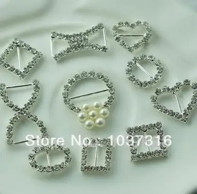 Rhinestone buckle Mix design order accept Crystal 100pcs/lot full of crystal fit wedding ribbon and hair jewelry. | Дом и сад