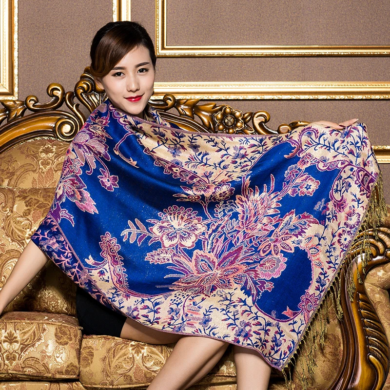 Роскошный брендовый женский шарф с принтом китайский этнический стиль цветочный