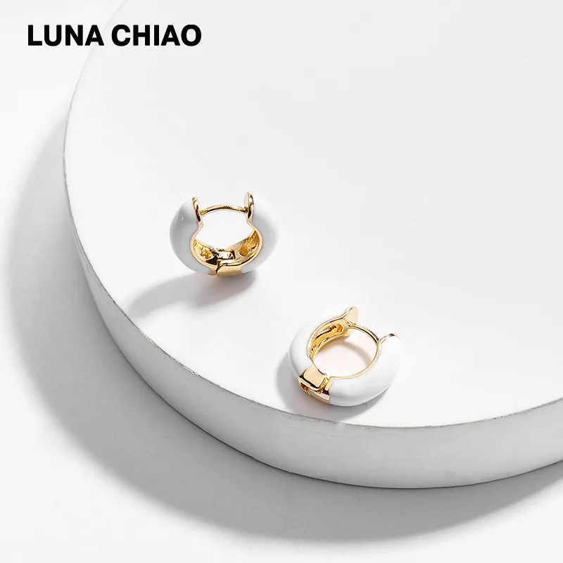 Женские мини серьги кольца LUNA CHIAO популярные эмалированные медные нового дизайна