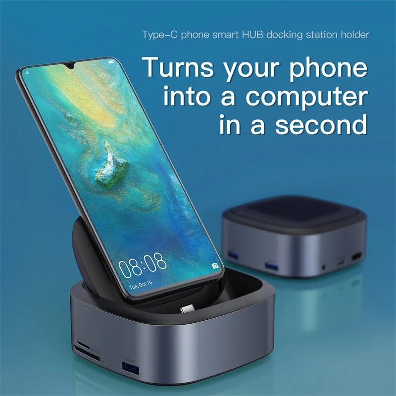 Док-станция USB C Baseus для huawei P30 P20 Pro samsung S10 S9 Dex Pad type C-USB3.0 HDMI Jack 3,5 мм PD Зарядное устройство Док-станция - Цвет: Черный