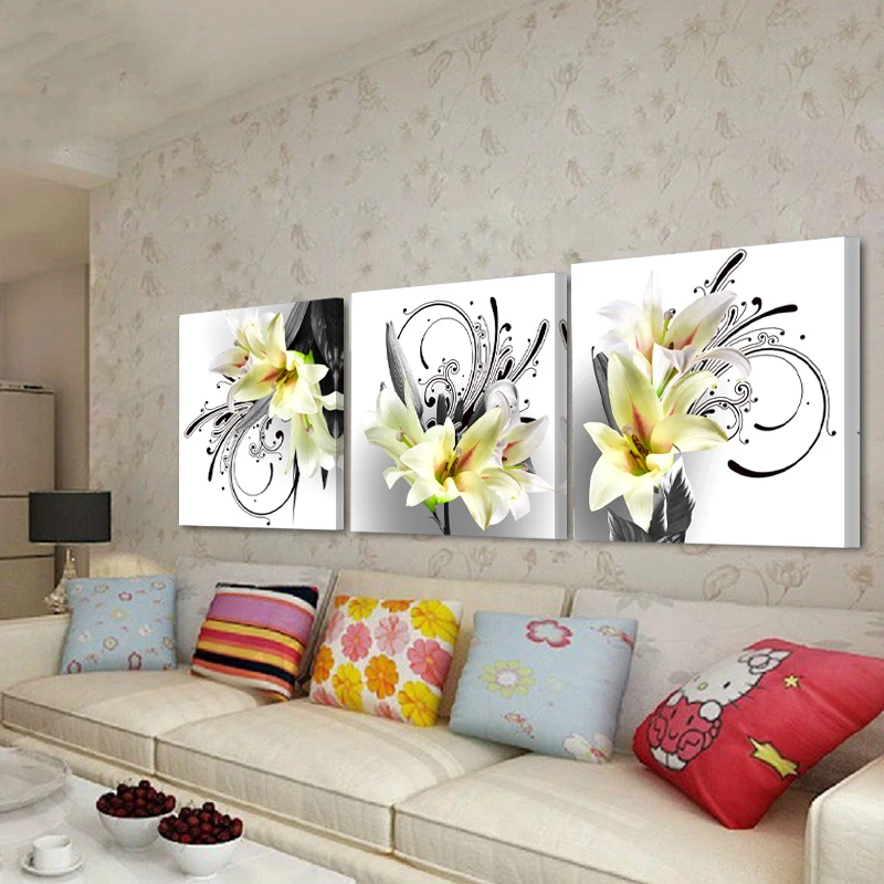 Желтый цветок лилии настенная живопись холст печать Спальня Настенная картина