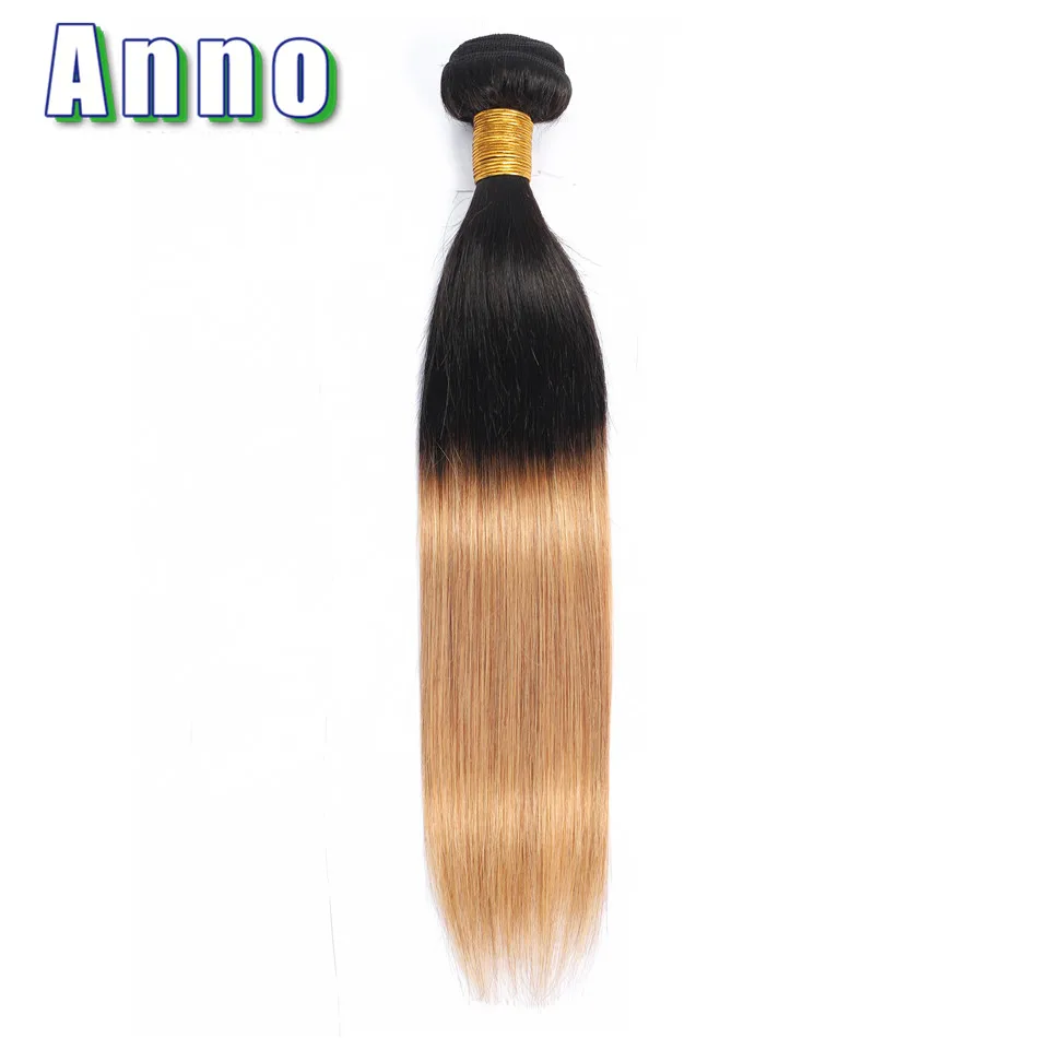 Annowig бразильский волос Weave Связки Ombre золото прямые волосы расслоения 10 &quot 24&quot не