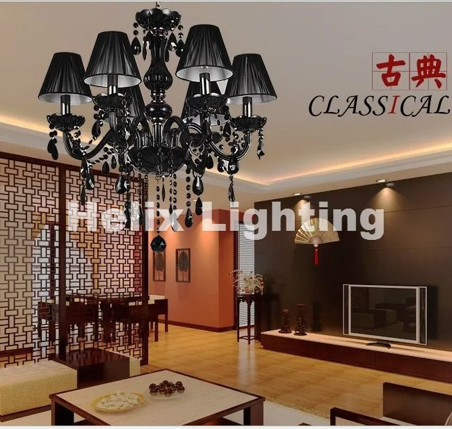 Хрустальная люстра в Европейском стиле Современная черная лампа виде свечи для