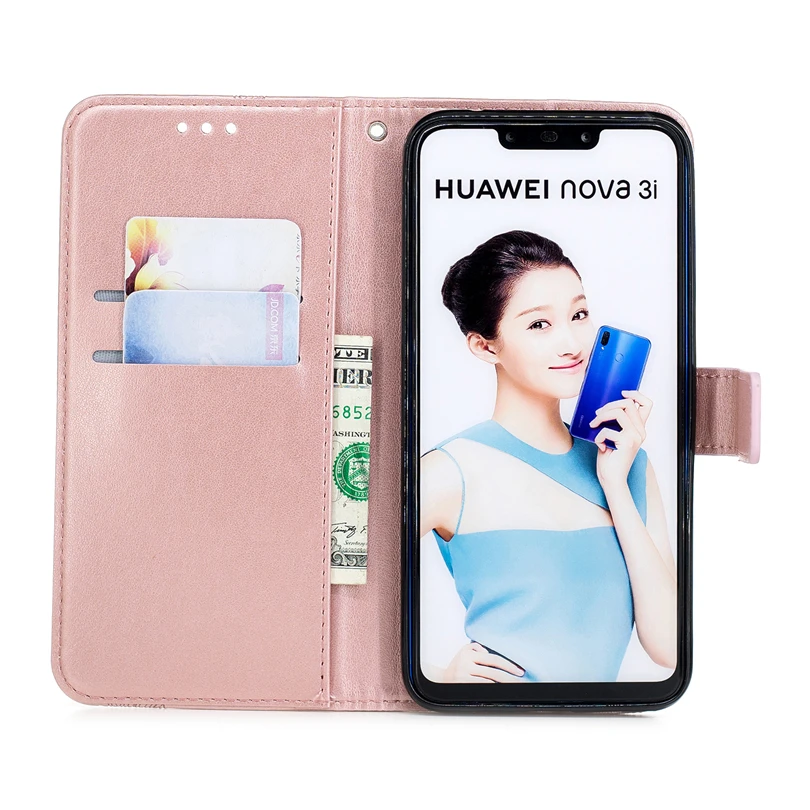 Кожаный чехол-кошелек с откидной крышкой и узором для Huawei P Smart 2019 Nova 3 3i P30 Pro P20 Lite
