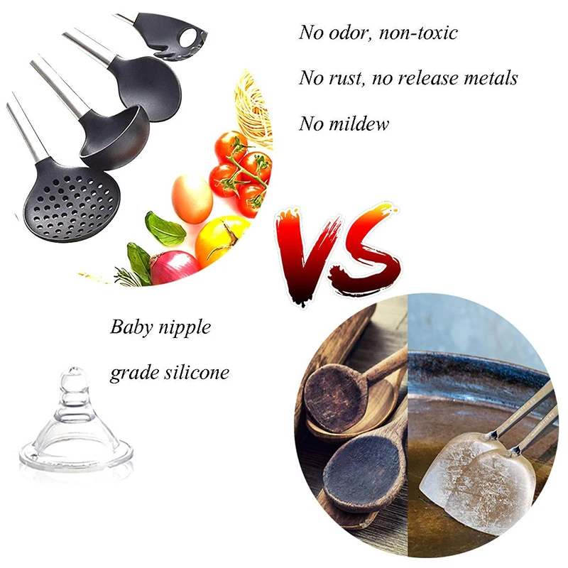 UPORS 6 шт. набор кухонной посуды антипригарный силиконовый и нержавеющий кухонных