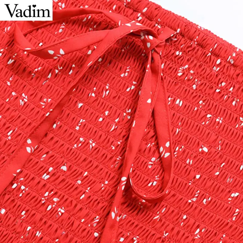 Вадим женщин Сладкий Листья печати мини платье галстук бабочка с коротким