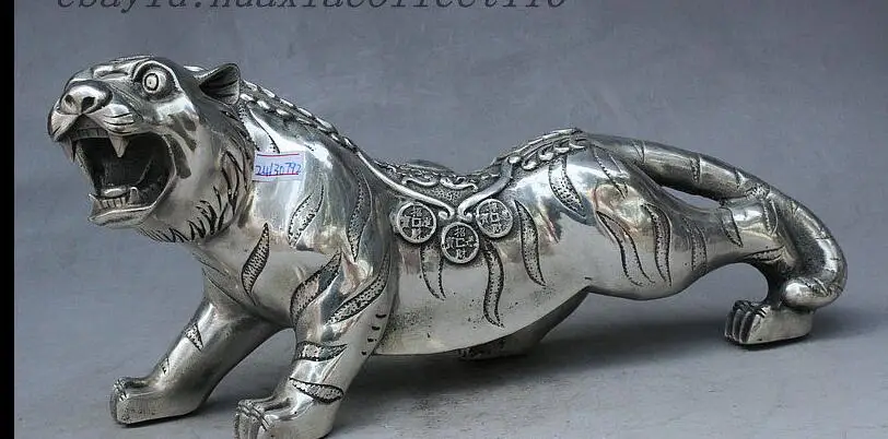 Китайская статуя фэн-шуй из серебра богатство монета Знак зодиака тигр |