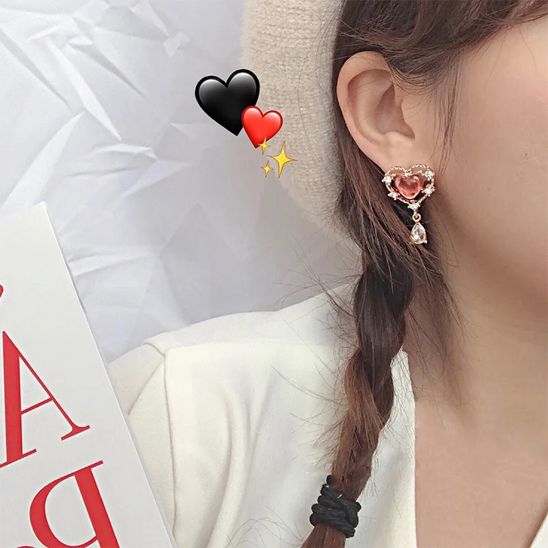 MENGJIQIAO новые корейские винтажные любовные сердца висячие серьги для женщин Сладкий микро проложили круг водослива Pendientes вечерние ювелирные изделия