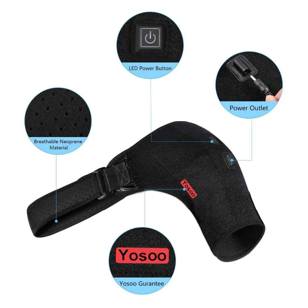 Yosoo USB зарядка с подогревом плечевой фиксатор Регулируемый неопрен одно плечо поддержка горячей холодной терапии обертывание Pad Back Guard