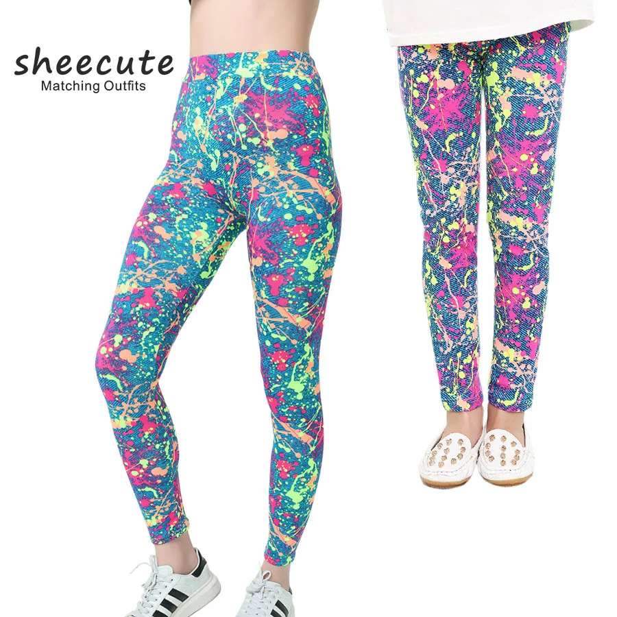 SheeCute/одинаковые комплекты для семьи; сезон весна-осень; модные леггинсы с принтом; штаны для мамы и дочки; леггинсы для девочек