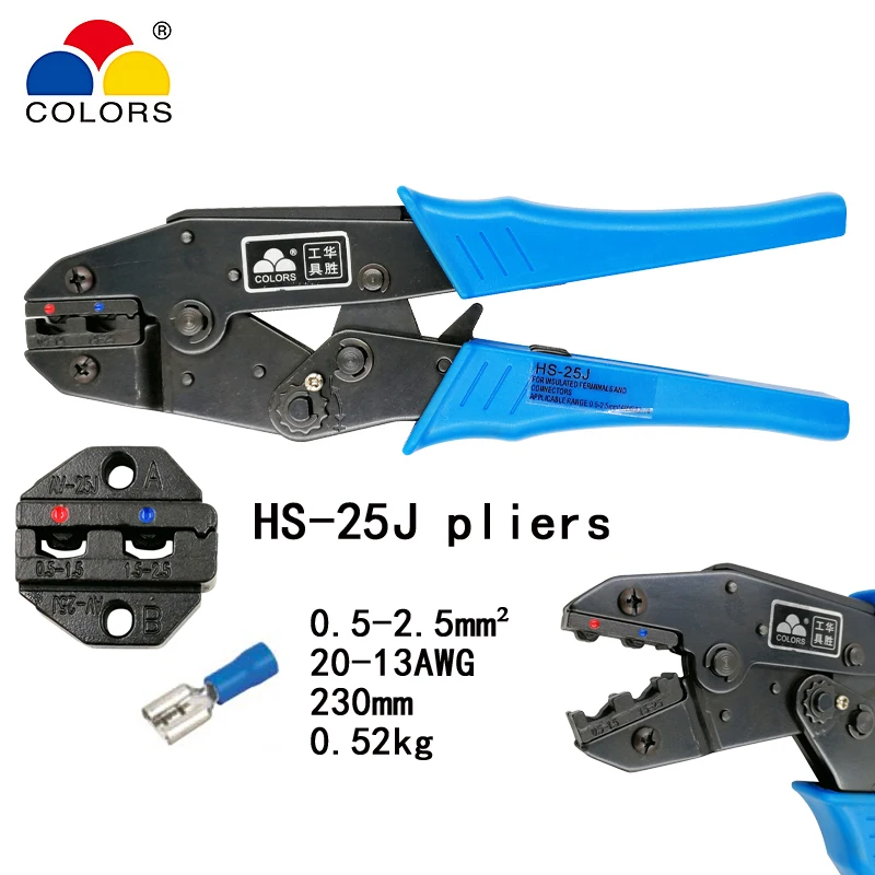 HS-30J/25J/40J 0 25-6 мм2 23-10AWG обжимные плоскогубцы для изолированных клемм и соединителей