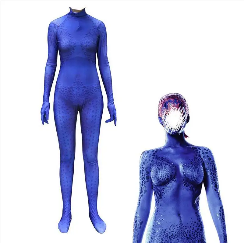 Фильм X-men Mystique 3D принт Косплей Костюм Синий принт спандекс Хэллоуин Косплей Костюм - Цвет: blue