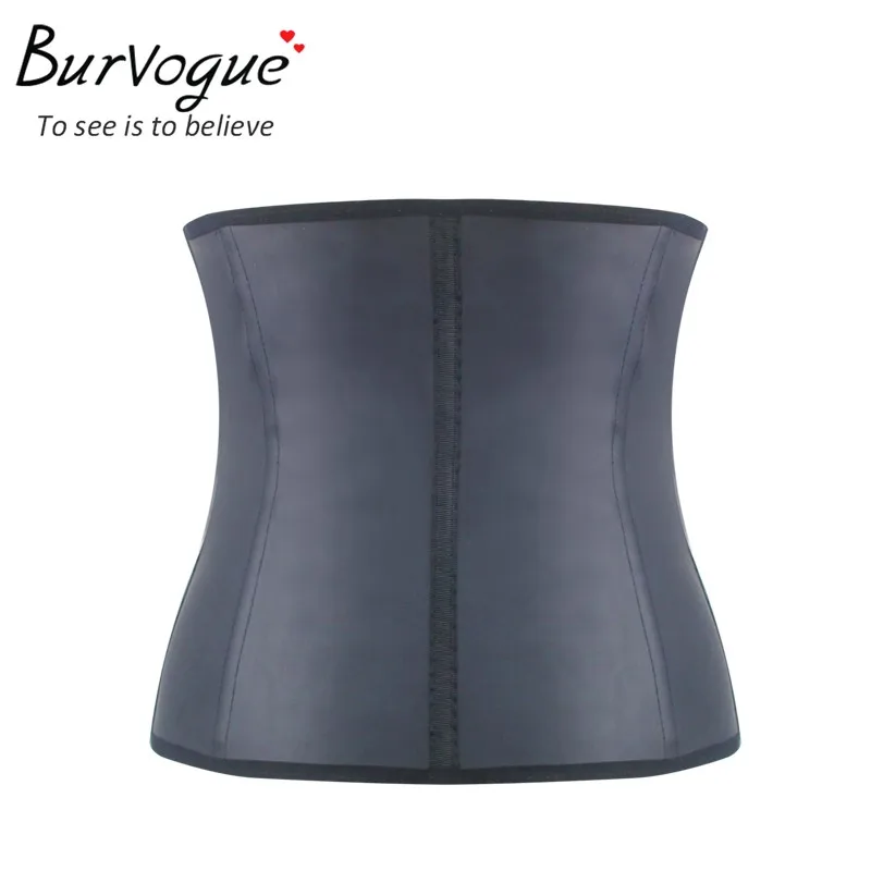 Корсет на молнии Burvogue, корсет под грудь 11 стальных костей, корсет для талии, латексные корсеты для женщин, корсет для похудения размера плюс, черный корсет, S-6XL