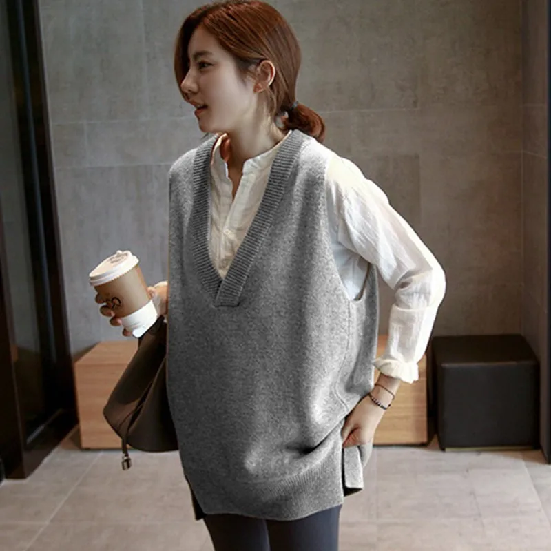 GIGOGOU Thick Loose Casual Women Sweater Vest Autumn Winter Coarse Knitted V-Neck Outwear Big Size Female Pullover Top | Женская одежда