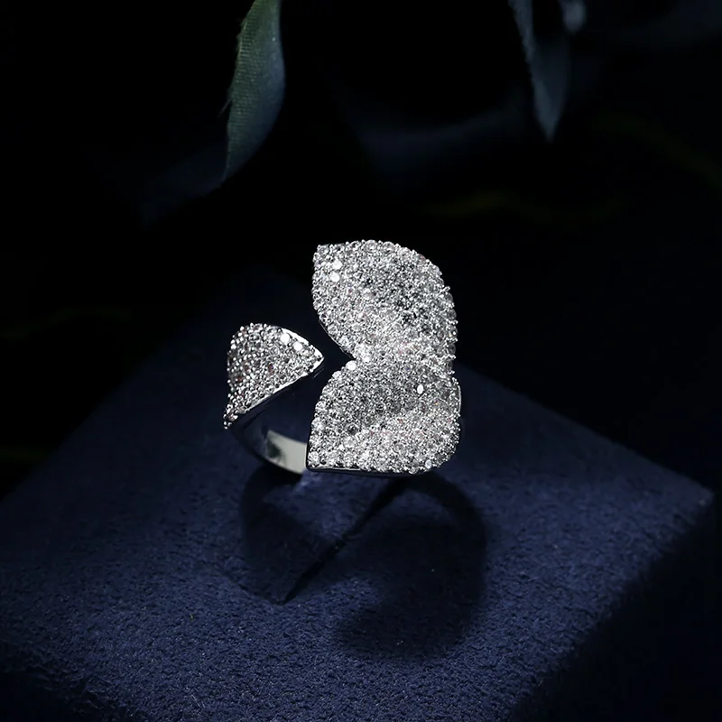 Популярные новые модные ААА фианит многослойный багет кольцо лист манжеты