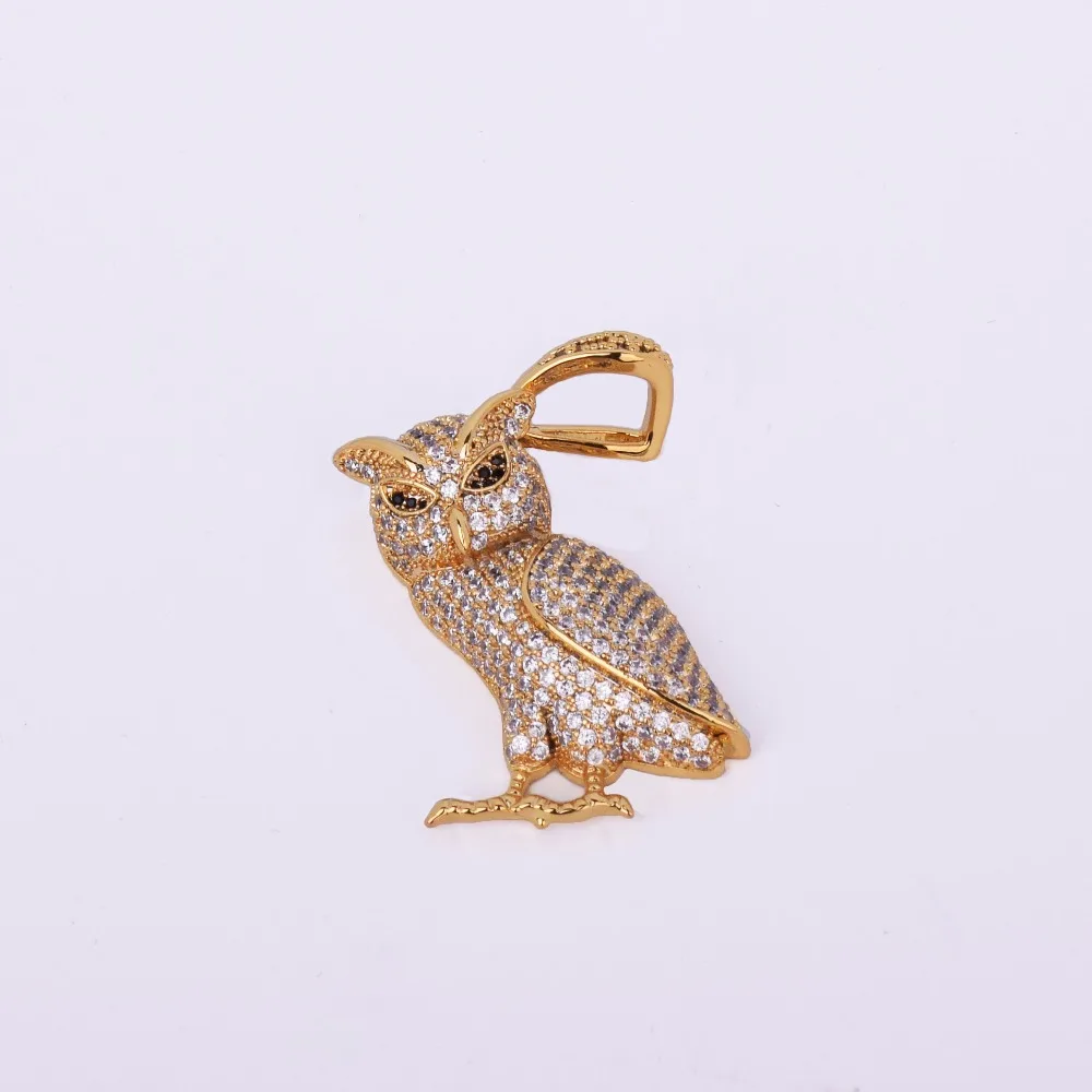 Кулон в виде совы из циркона, ожерелье в виде животного, ювелирное изделие из золота, серебра, меди, материал Bling AAA CZ, Мужская хип-хоп Подвеска для женщин