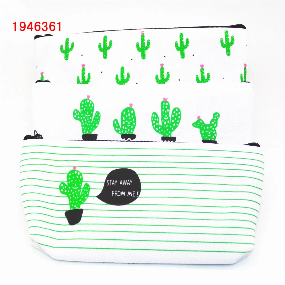 Холщовый пенал в виде кактуса компактный вместительный чехол для канцелярских