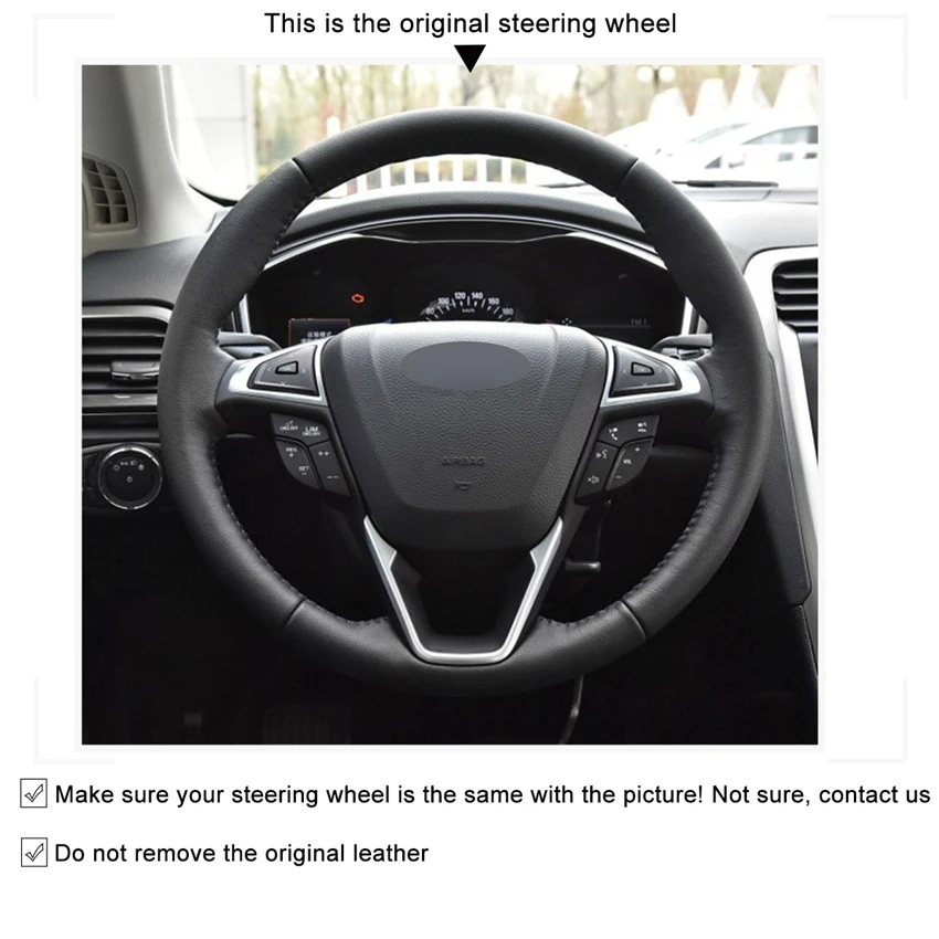 MEWANT черный замшевый чехол для руля автомобиля ручной работы Ford Mondeo 2014-2020 Edge Galaxy