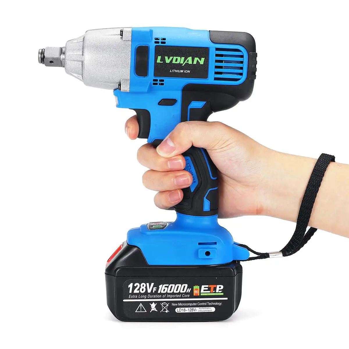 16000mah Rechargeable Cordless Electric Impact Brushless Wrench Kit Hand Drill 18.5x19cm Waterproof Power Tools LED lights - Цвет: Синий