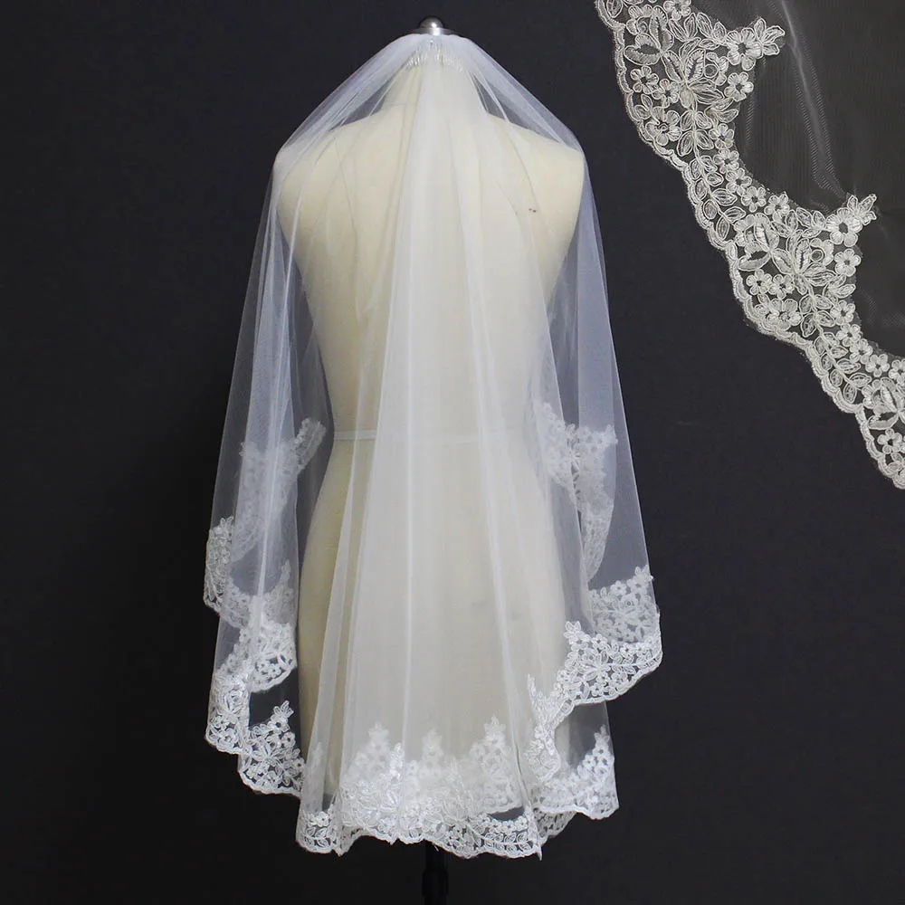 Новинка кружевная вуаль один слой свадебная с гребнем короткое Кружевное
