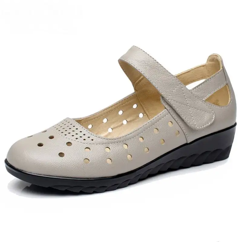 Летняя модная обувь женские босоножки из натуральной кожи коровьей на танкетке с