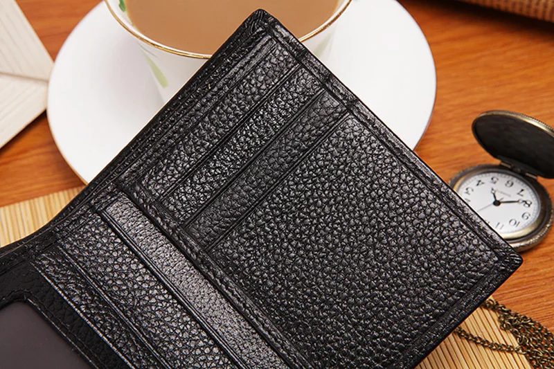 DIDE Coffee Black Purse For Men Genuine Leather Men's Wallets Small Thin Male Wallet Card Holder Cowskin Soft Mini Purses