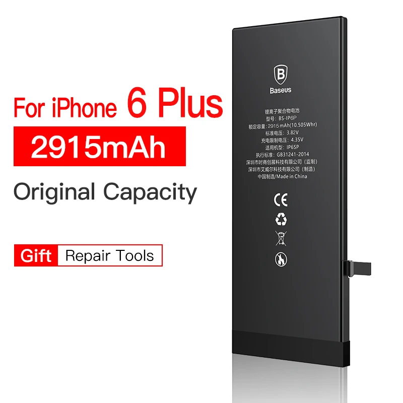 2915mAh For i6 Plus Baseus батарея мобильного телефона для iPhone 6S 6 s Plus 6plus оригинальная внутренняя сменная батарея реальная емкость батареи для iPhone6 - Цвет: 2915mAh For i6 Plus