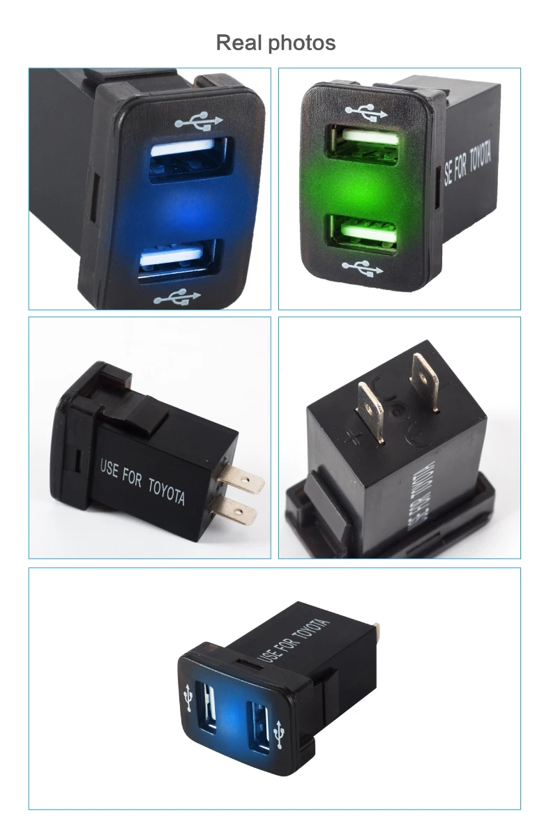 Популярное автомобильное зарядное устройство USB с двумя портами, быстрая зарядка, мобильный аккумулятор с двумя портами 2,1+ А, автомобильное зарядное устройство для Toyota, новая версия, светодиодный дисплей